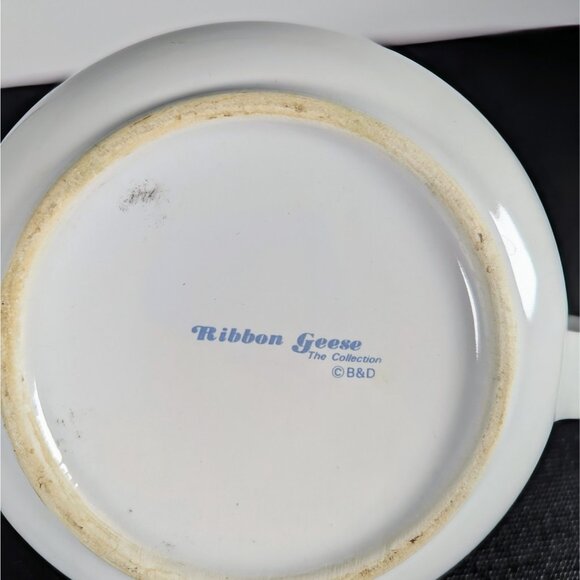 Ribbon Geese B&D Tea Pot Lid Farmhouse Country Animals Yellow Stripes Floral - Picture 6 of 6